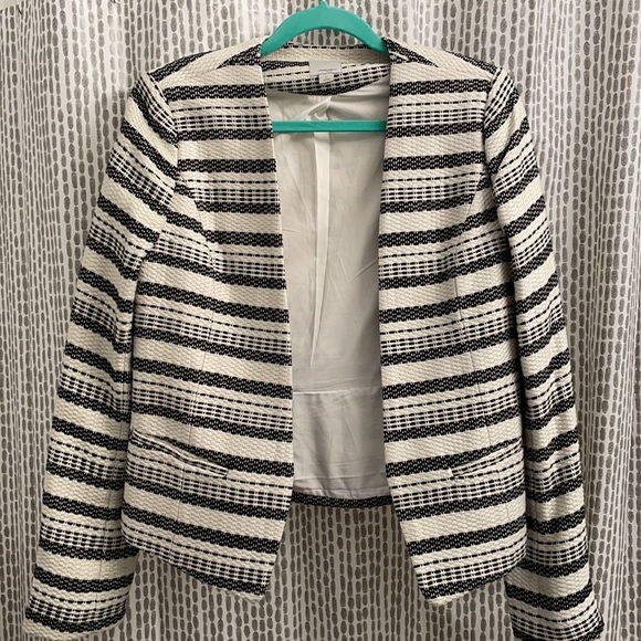 Cropped stripe blazer -Halogen black and white - Picture 1 of 4